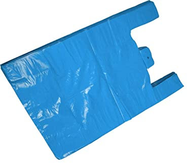 Sterling bargains 100 x Extra Large 100% Recycled 12 x 18 x 24 Carrier Bags / 24 Micron/Plastic Strong Heavy Duty Jumbo Vest Eco Friendly 12x18x24 inch (Blue)