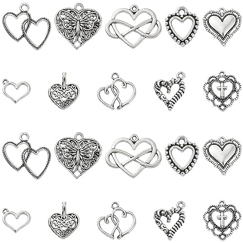 Ipotkitt Schmuckherstellung, verschiedene Charm-Anhänger aus Legierung, für DIY-Halsketten, Armbänder, Ohrringe, Bastelbedarf, Silber, Kein Edelstein