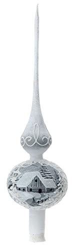 Holyart Puntale Albero Natale Bianco Argento Vetro soffiato 35 cm