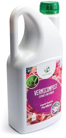 Estratto di vermicompost per fiori di Hortulani - Cibo per piante per un terreno ricco di sostanze nutritive e fioriture più sane - Aumenta la crescita, stimola il germogliamento. (1,5l)