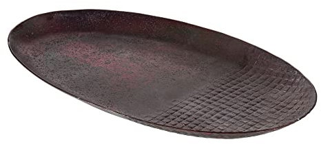 LOLAhome Bandeja Ovalada de Aluminio Bronce Envejecido de 34x20 cm