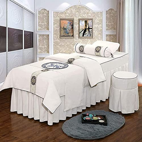 Hipeya Massageliegenbezug, Bezug für Kosmetikbetten, Spa, Massage, Behandlung, Bett, Tisch, mit Loch, Beauty-Massageliege, Bett-Schwamm-Spannbetttuch -White||70x190cm Square Head