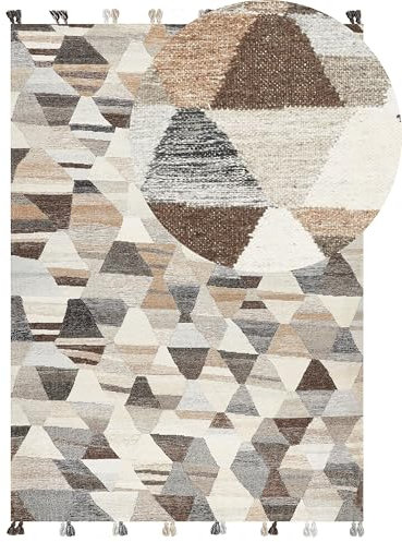 Kelim-Teppich Wolle bunt 200 x 300 cm handgewebt Patchwork Kurzflor Argavand