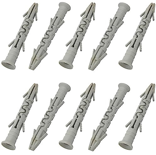 AERZETIX - C67077 - Lot de 10 Chevilles universelles Ø8x65 mm à collerette biseautée/fraisée - en Polyamide - maçonnerie Fixation béton Brique parpaing bâtiment vis Construction