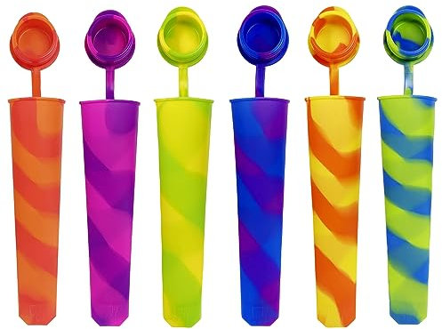 6 moldes de palomitas de colores, moldes de helado con tapas, moldes de silicona de grado alimenticio, accesorios de cocina reutilizables, moldes de paleta de bricolaje
