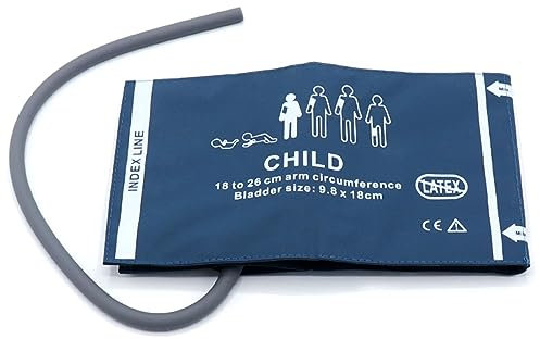 Manguito NIBP universal para niños pediátricos, manguito de presión arterial de repuesto de PU reutilizable de un solo tubo de 18-26 cm, sin conector