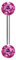 Taffstyle Piercing Schmuck Brustwarzenpiercing Brustwarze Intimpiercing Brust Nippel Intim Ohr Ohrpiercing Barbell gerade Hantel Stab Ferido Kristall Glitzer Doppel Kugel 16mm Silber Fuchsia