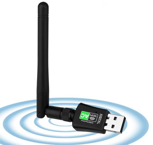 Adaptador WiFi USB WLAN de 600 Mbps de doble banda 2,4 GHz / 5 GHz con receptor de antena de 5 dBi 802.11 ac/n/g/b red dongles WPS para PC Windows XP / 7/8/10/ Vista No necesita CD Plug & Play