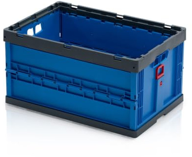 WETEC EURO-Faltbox, mit Durchfassgriffen blau/grau, 600 x 400 x 320 mm (EURO-Transportbehälter Transportbehälter Transportbox Transportkiste EURO-Faltkiste Faltkiste Faltbox)