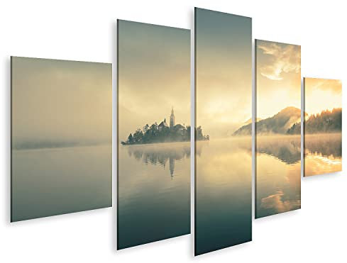 islandburner Prime Bild auf Leinwand Dramatischer Sonnenaufgang Lake Bled Slowenien Bilder Wandbilder Poster