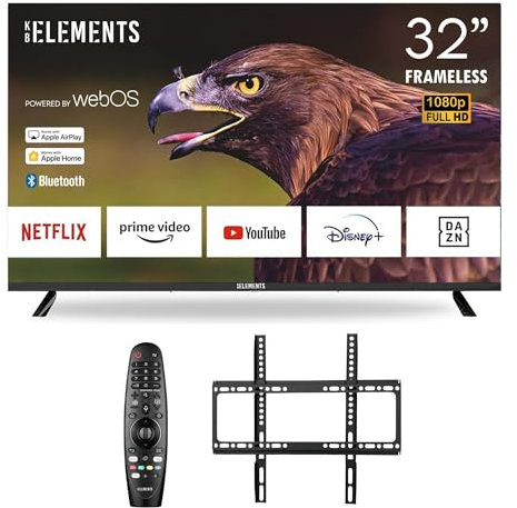 KB ELEMENTS Televisor Smart TV con 32 pulgadas Full HD WiFi Bluetooth Magic mando a distancia WEBOS Sistema operativo 1 GB RAM y 8 GB de memoria flash