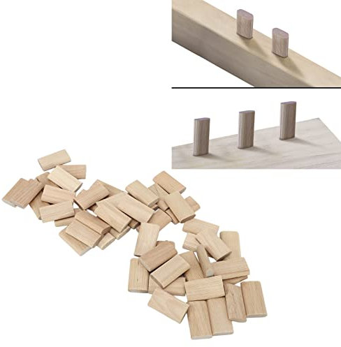 50 Stück Holzdübel, Domino Zapfen Buchenholz Dübelstopper, Holzübelstifte für Möbel, Professioneller Schreiner, Heimwerker, Bastelprojekt, Tür, Holzarbeit(8 * 40MM)