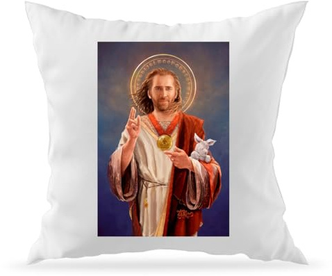 Moonai Nicolas Cage, Saint Nicolas of Cage Jesus Portrait Dekorativer Sofakissenbezug und Füllung 40x40