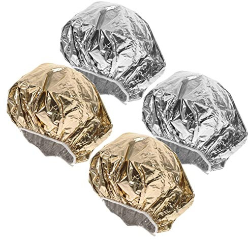 FRCOLOR 4pcs Hair Processing Caps Tinfoil Hair Heating Cap for Women Reusable Coloring Steaming Deep Conditioning Salon Use