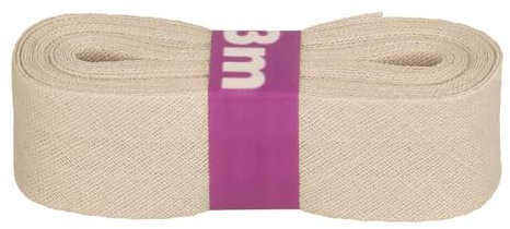 Schrägband 3m x 20mm Baumwolle gefalzt 60 Farben Einfassband Saumband, Farbe:210451 baumwollweiß