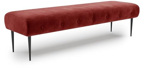 CAVADORE Sitzbank Amba, Trendige Polsterbank 3-sitzig für Küche, Esszimmer oder Wohnküche / Küchenbank passend zum 3-Sitzer Amba / 159 x 52 x 54 / Hochwertiges Mikrofaser: Rot