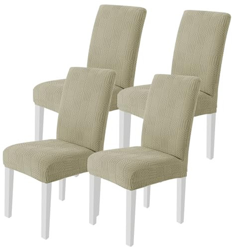Ystyle Stretch Stuhlhussen 4er Set, Stuhlbezug Elastisch Abnehmbarer Waschbarer, Stuhlbezüge Chair Cover Langlebig Universal, Für Hotel Bankett Küche Restaurant Hochzeit Party, Khaki