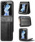 Wuhaizher Samsung Z Flip 6 Case with Card Holder Foldable Leather Wallet Case with PC Back Cover Anti-Scratch Protective Shockproof Phone Case for Samsung Galaxy Z Flip 6 5G, Black