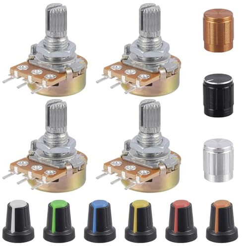 ALLECIN 20 Stück 1M Ohm B1M Potentiometer Mono Linear WH148 Drehpotentiometer 3 Klemmen B Typ Lineares Taper Einzelpotentiometer Variable Widerstände mit Muttern und Unterlegscheibe und Knopf
