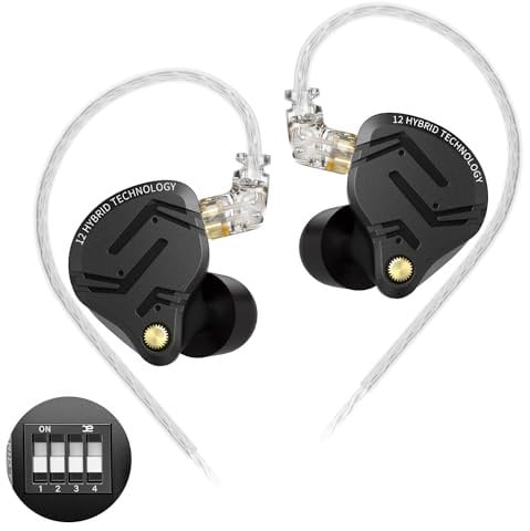 KZ ZS12 Pro X in Ear Monitor Headphones, 1DD 5BA Tuning HiFi KZ IEM Earphones, CNC Metal Gaming Earbuds in-Ear Monitors with Detachable 2Pin-C Cable for Audio Enginners, Musicians, Drummers