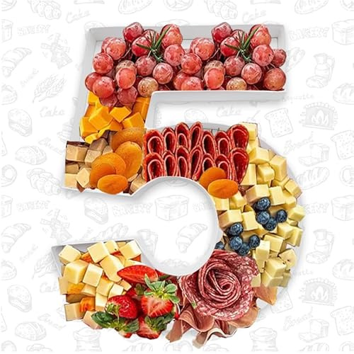 Befüllbare Papptablett mit Zahlen, Pappmaché, Box für Charcuterie, Schokolade, Süßigkeiten, Party-Dekorationen, 30,5 cm (5 Formen)