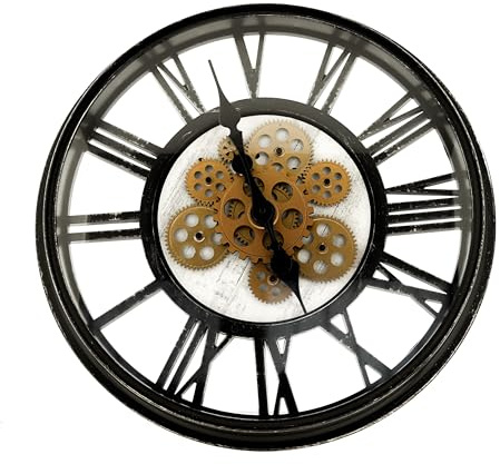 COFI 1453 Wanduhr im Römischen Design - Klassische Eleganz für Ihr Zuhause Ø 50 cm aus Kunsstoff Schwarz