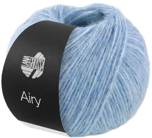 LANA GROSSA Airy | Flauschige Netzgarnstruktur aus 40% Baumwolle gefüllt mit 18% Merino- und 42% Baby Alpaka Fasern | Handstrickgarn | 50g Wolle zum Stricken & Häkeln | 170m GarnFB 3