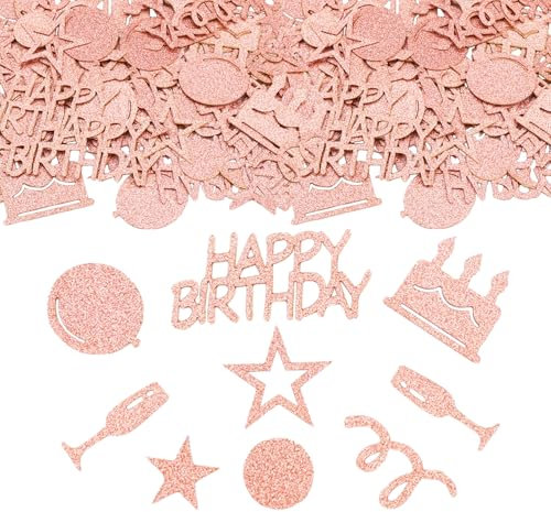 ParPix 100 Stück Roségold Konfetti Geburtstag Tischdeko, 5cm Groß Happy Birthday Streudeko, Glitzer Party Deko für Frau Mann