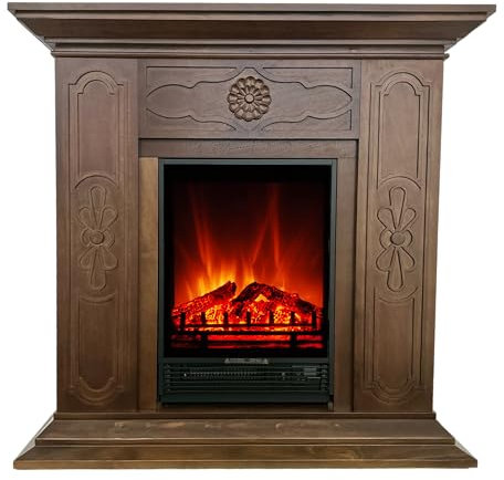 abc HOME | Elektrischer Kamin | Fernbedienung | Heizfunktion | realistische Flamme (Braun)