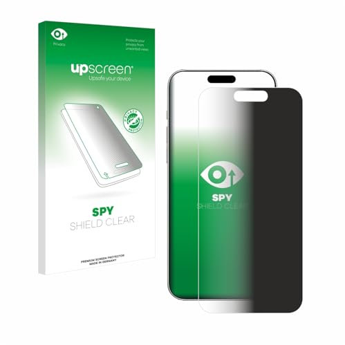 upscreen Anti-Spy Blickschutzfolie für Apple iPhone 16 Made in Germany, Privacy Screen Displayschutz-Folie [Sichtschutz, Blaulichtfilter]