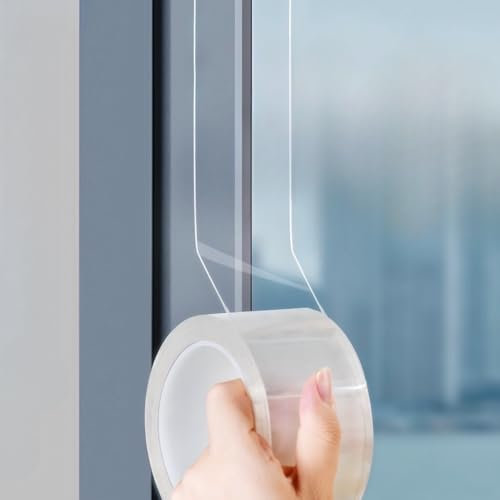 WEZKYLCG Joint d'étanchéité pour porte, climatiseur de fenêtre, kit d'isolation de fenêtre pour l'hiver, ruban adhésif transparent pour fenêtre, porte, climatisation, espaces vitrés (8,1 cm x 20 m)