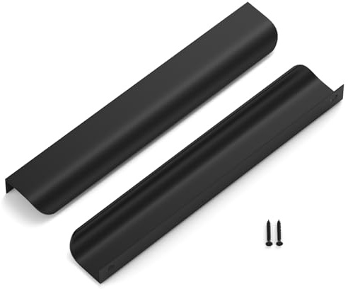 LONTAN 4 Stück Versteckte Schrankgriffe Schwarz 192mm Griffe Verdeckt Schwarz Griffleiste Schubladengriffe Verdeckt Möbelgriffe Küchengriffe Türgriffe Küche Aluminium