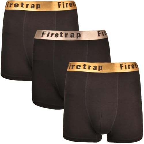 Firetrap Mens Boxers 3 Pack Trunks - Cotton Soft Comfortable Boxer Shorts for Men - Essential Mens Underwear 3 PACK ASSORTED WALLACE M