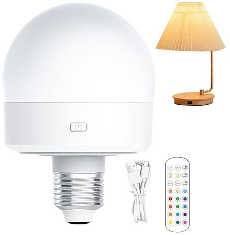 Bombillas De Batería - Bombillas Inalámbricas Para Lámparas, Bombillas De Respaldo De 1800 MAh Para Lámparas | Bombillas Recargables Con Control Remoto 4 Temporizadores Y 3 Temperaturas De Color, Bomb