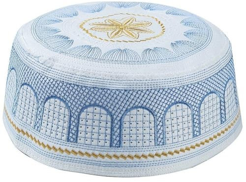 Lpitoy Muslimische Gebet Kufi Hut Männer Islam Schädel Stickerei Kappe Beanie Hut Arabischen Omanischen Türkischen Gebet Kopfbedeckung Runde Eid Kappe Ramadan Geschenk