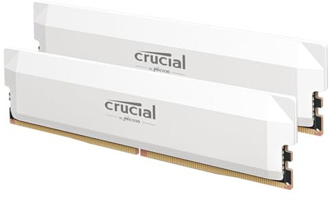 Crucial Pro DDR5 RAM 64GB Kit (2x32GB) 6400MHz CL40, Overclocking Gaming, Intel XMP 3.0 / AMD Expo, PC Computer Arbeitsspeicher, Weiß - CP2K32G64C40U5W