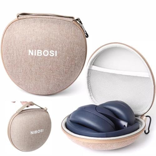 Honbobo Tasche Case für JBL Tune 760 NC, JBL Tune 770 NC, Soundcore von Anker Q20i, Tragetasche mit Haken für Faltbare Bluetooth Kopfhörer,18 * 17 * 8.3CM (Brown)