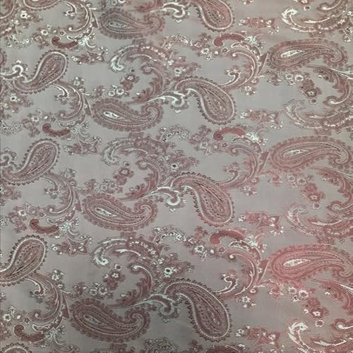 EU Fabrics Paisley Jacquard Futterstoff | Vorhangfutter Polstermaterial zum Nähen | Ideal zum Drapieren, Jacken und Röcke | Paisley Design Stoff Meterware (Altrot, 1 Meter x 144 cm)