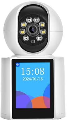 iuscacey Interphone vidéo Caméra de sécurité sans Fil WiFi Moniteur pour bébé Écran de 2,8 Pouces Bouton d'appel PTZ Suivi Automatique,32g