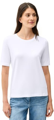 CECIL Damen 3225993 Basic Rundhals T-Shirt, Weiß, L