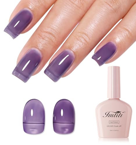 Imtiti Midnight Blue Jelly Gel Nail Polish, Sheer Translucent UV Gel Polish for Nail Art Soak off UV Led 10ML
