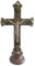 Generico 10.064.40 croce con base legno crocefisso galvanizzato bronzo padre figlio spirito santo pace comunione 15 cm