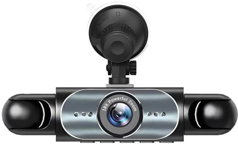 Dash Cam for Car - 4 Channel Battery Powered Dash Cam,1080P Monitor with 32G Card Rear Reversing Image for Left Right Front Blind Spot Night Driving Security