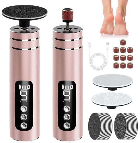 Focenat 2 en 1 Rapeuse Pieds Électrique,Râpe à Pieds Pédicure Electrique,9 Vitesses Réglables,Ponceuse pieds electrique,avec Affichage,Ponceuse pied,pour Pédicures pour pied, Peau Morte Corne