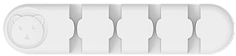 Cable Holder Clips, Bear Pattern Cord Organizer, Adhesive Silicone Wire Keeper with Four Holes, Cord Management for Headphones Charging Wires Keyboard Lines, Home & OfficeUse, White