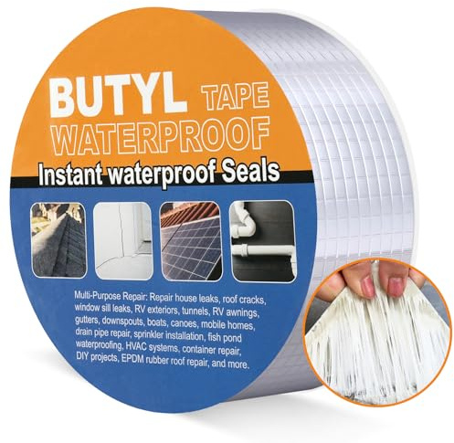 NUTKIT Butyl Tape 50mm x 5m, Waterproof Sealing Tape Outdoor Use for Leaks | Leak Repair tape, Plumbers Flashing Sealant tape for Rv Repair, Window, Silicone, Boat and Pipe Sealing, Glass