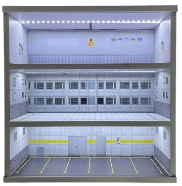 Folpus 1/64 Modellauto-Vitrine, Spielzeugauto-Vitrine, Garage, Diorama, Mikrolandschaft, Vitrine, Organizer, Miniatur-Szenario, Style E
