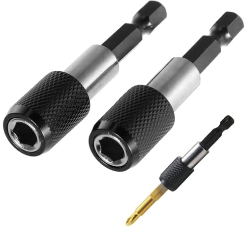 BAZEITFLOW 2 pezzi Prolunga Porta Punte Cacciavite Magnetica con Sgancio Rapido e Blocco Automatica Estensione per Trapani e Avvitatori