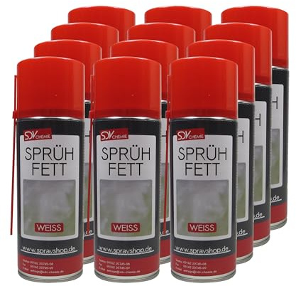 SDV Chemie Sprühfett weiss 12x 400ml mit PTFE | Schmierfett, Fettspray, Allzweckfett
