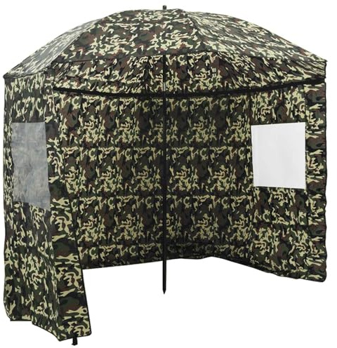 Angelschirm Tarnung 240x210 cm aus Oxford-Polyester mit Seitenwänden, Fenstern und praktischer Transporttasche